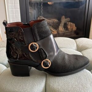 Hispanitas Black Leather Ankle Boots